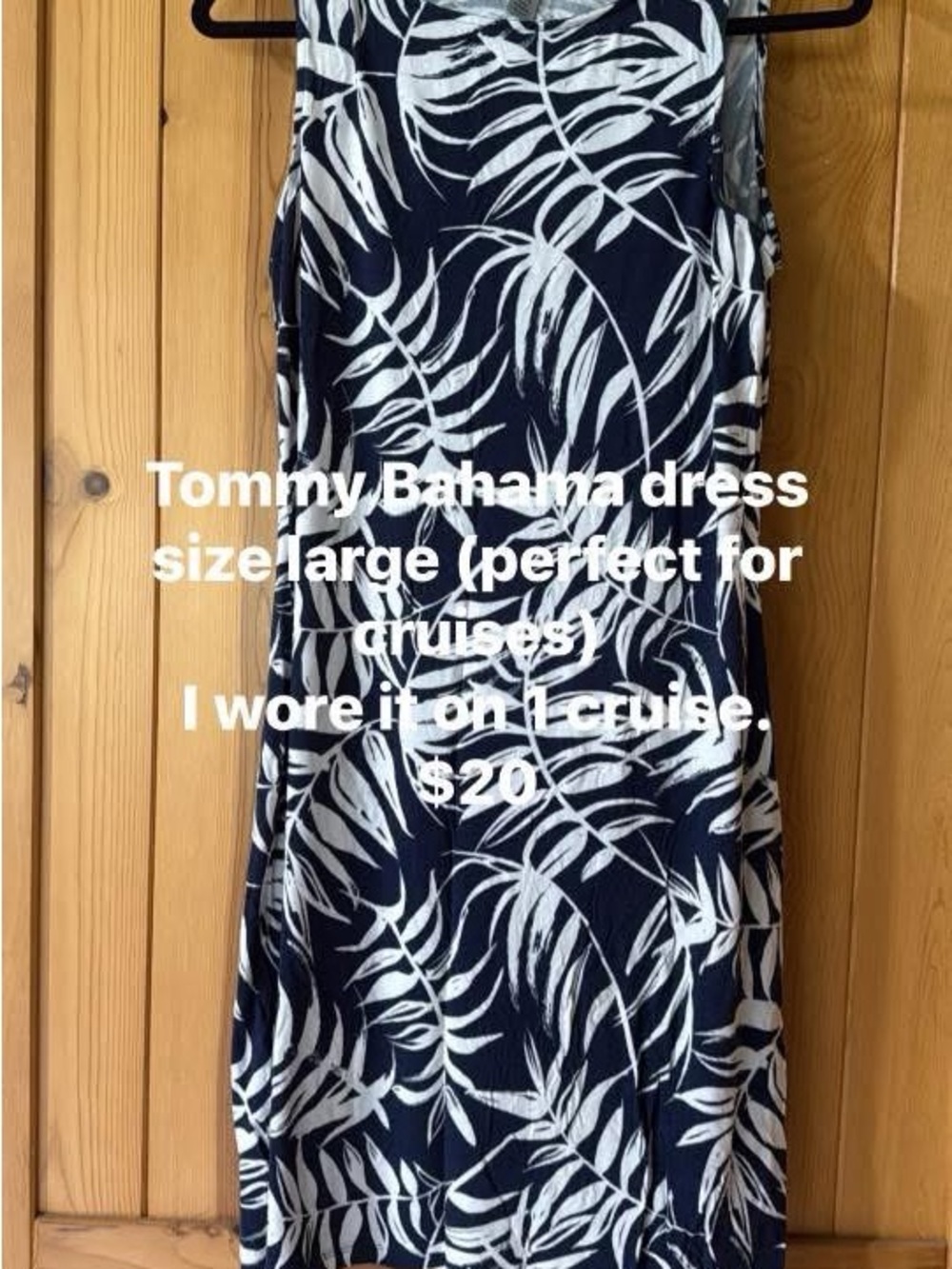 Tommy Bahama Navy & White Leaf-Print Maxi Tank Dress